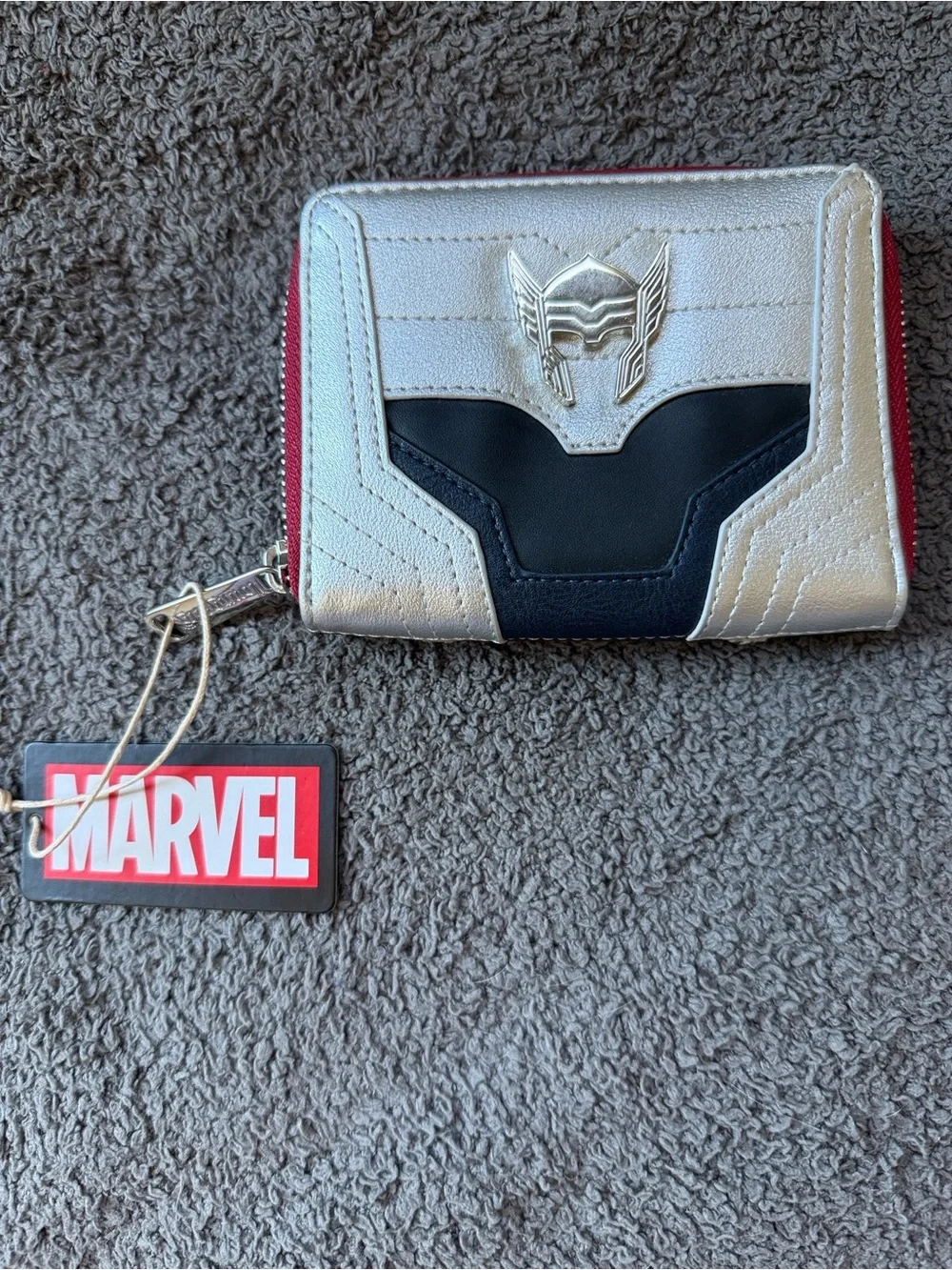 Loungefly Marvel Silver, Black & Red Zip Wallet featuring Thor - NWT
